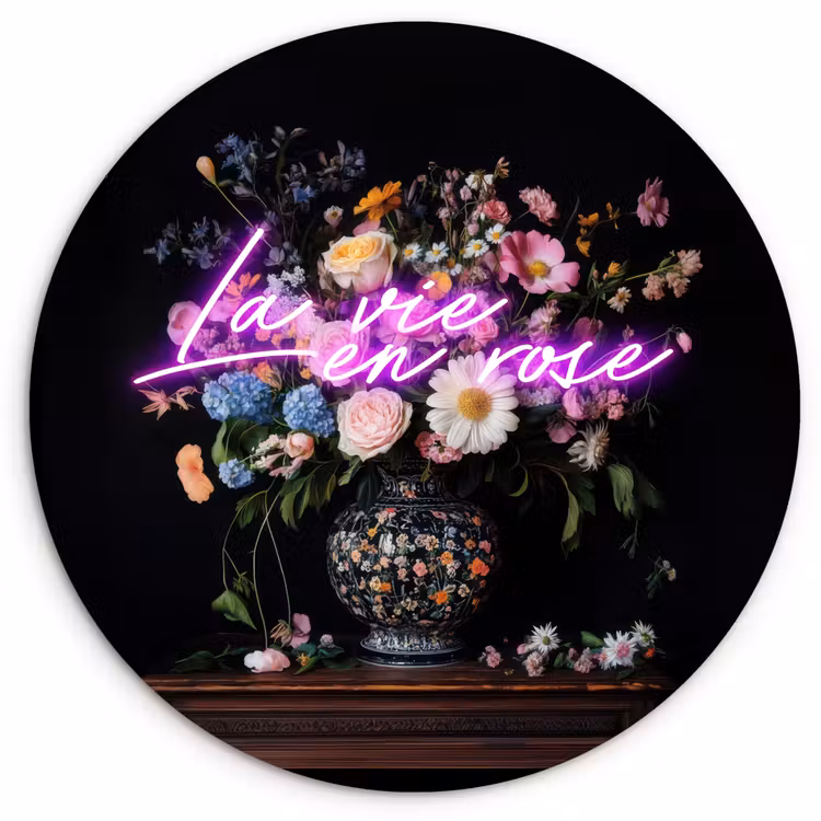 Muurcirkel - Neon - Vaas - Bloemen — 1