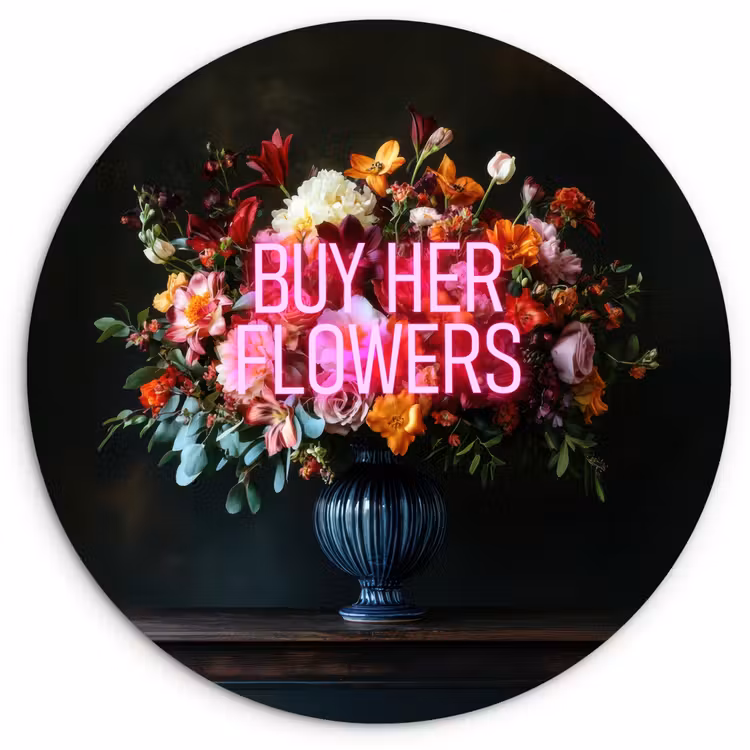 Muurcirkel - Quote - Bloemen - Vaas - Neon — 1