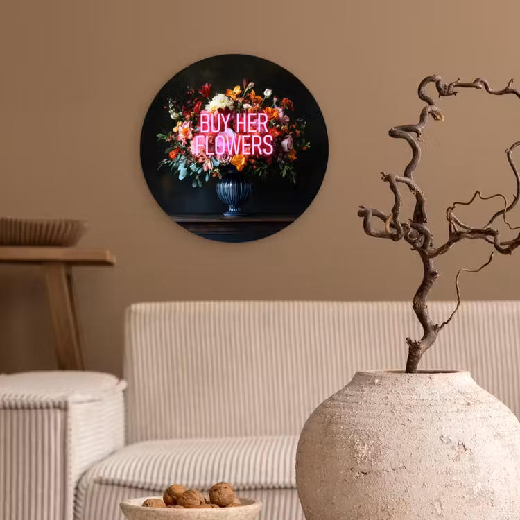 Muurcirkel - Quote - Bloemen - Vaas - Neon — 2