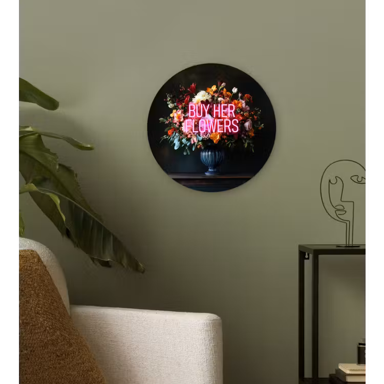 Muurcirkel - Quote - Bloemen - Vaas - Neon — 3