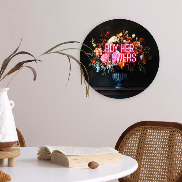 Muurcirkel - Quote - Bloemen - Vaas - Neon — 4
