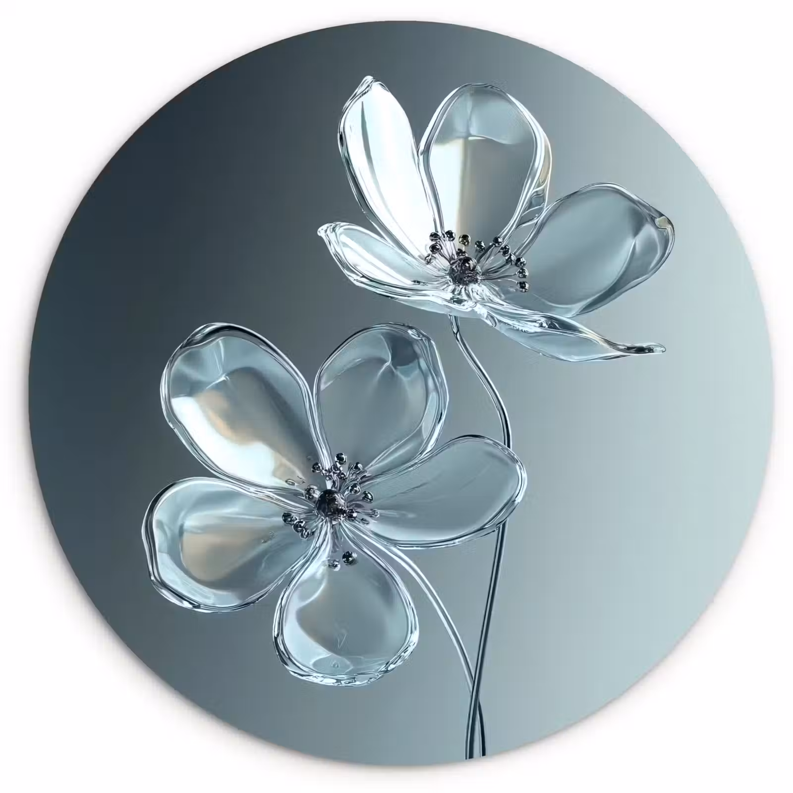 Muurcirkel - Kristal - Bloemen - Grijs — 1