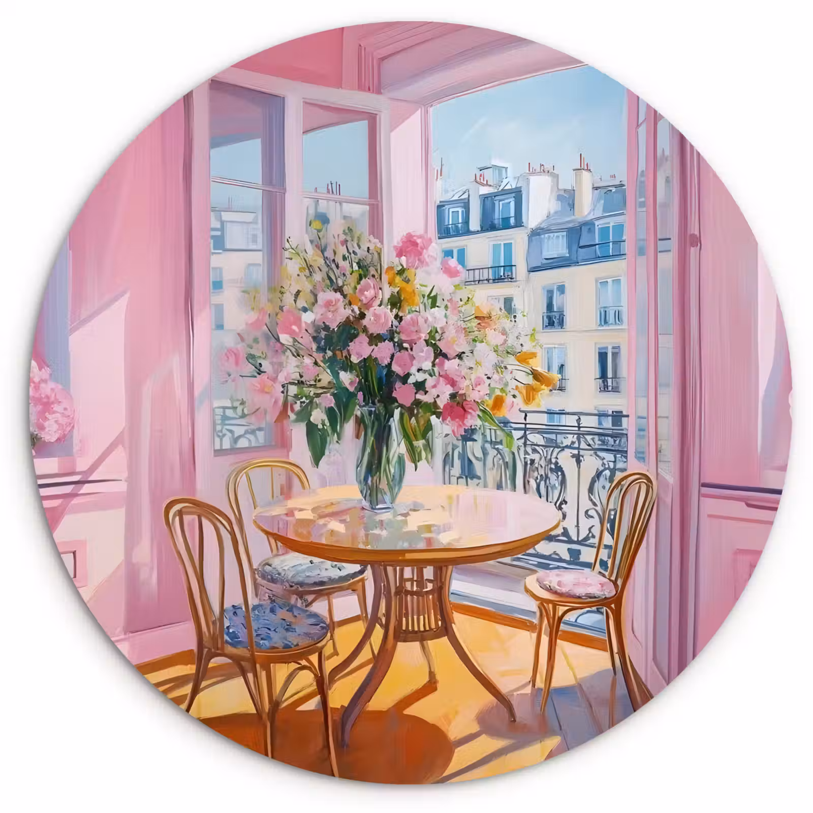 Muurcirkel - Pink - City - Bloemen — 1