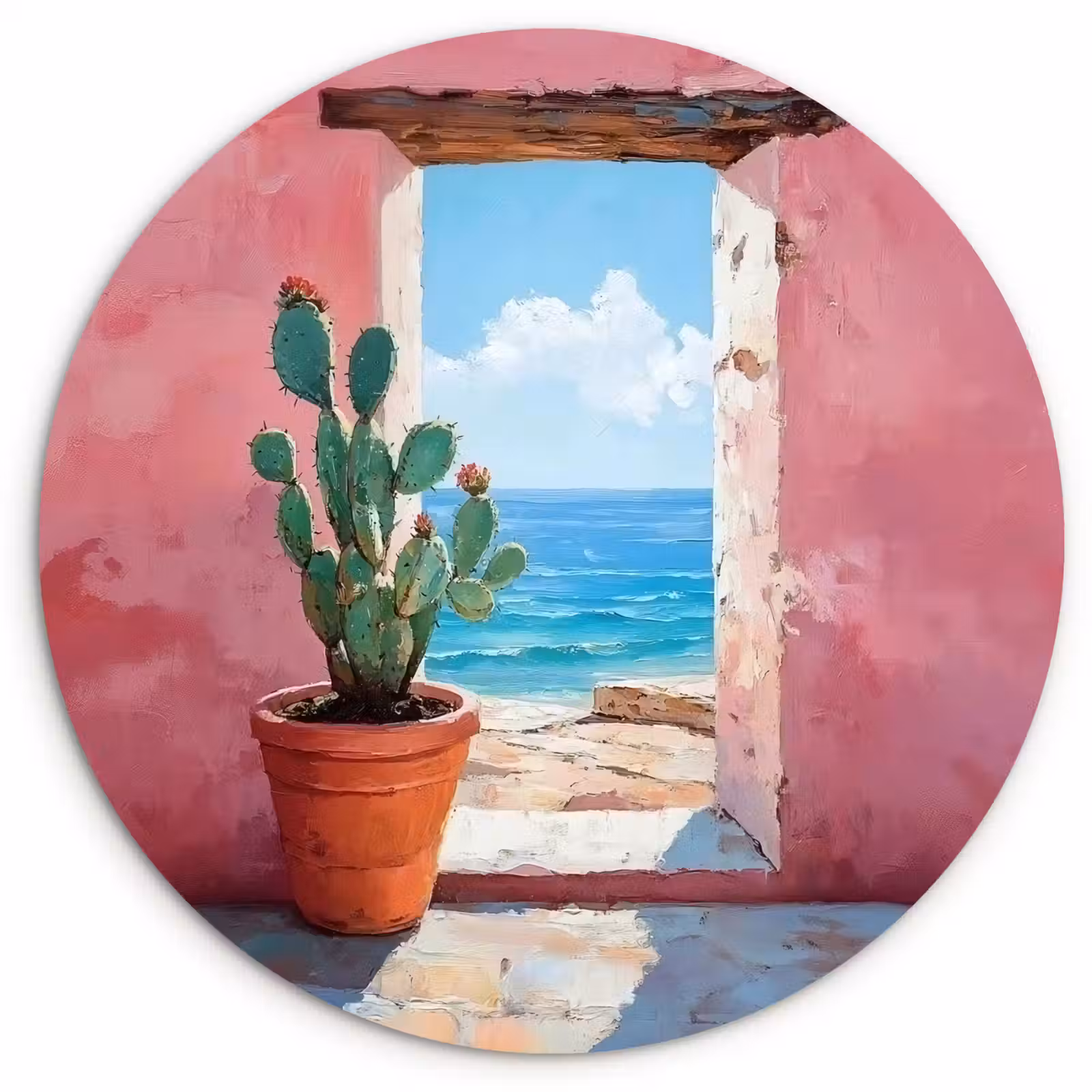 Muurcirkel - Zee - Roze - Cactus — 1