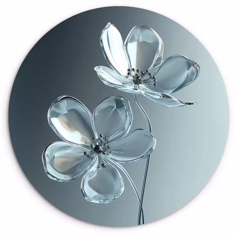 Muurcirkel - Kristal - Bloemen - Grijs — 1