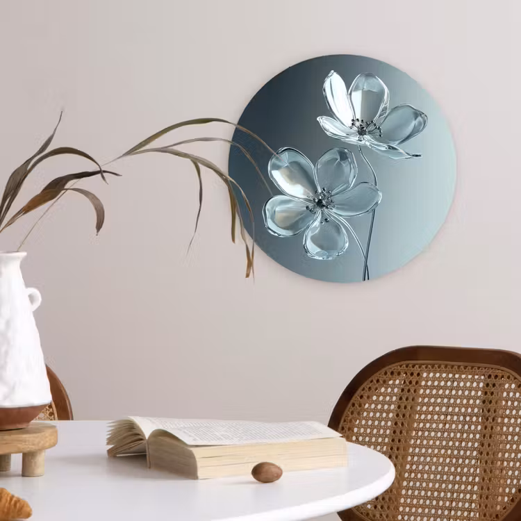 Muurcirkel - Kristal - Bloemen - Grijs — 4