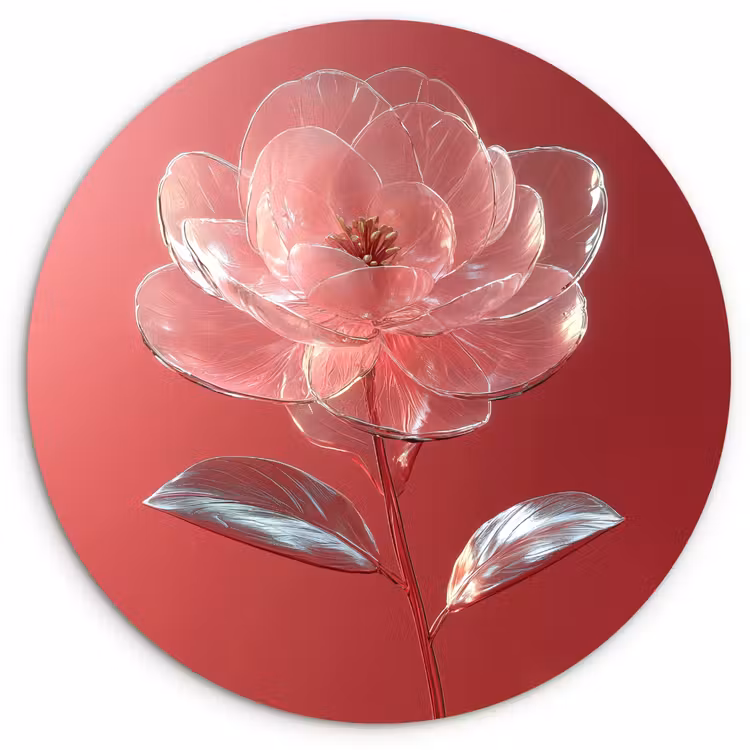 Muurcirkel - Sierlijk - Bloem - Roze - Glazen — 1