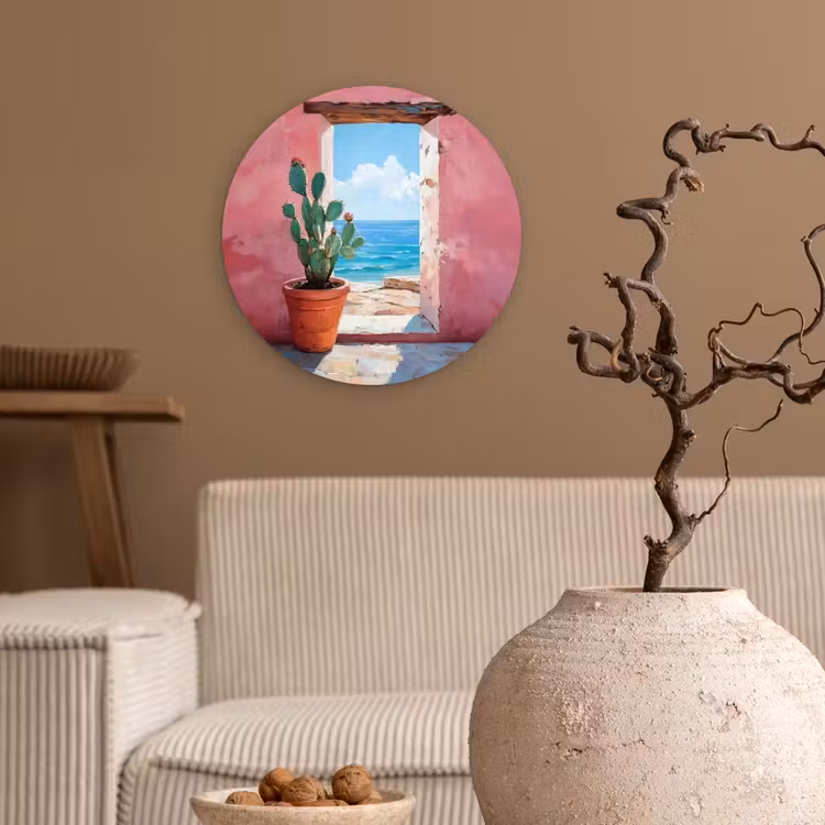 Muurcirkel - Zee - Roze - Cactus — 2