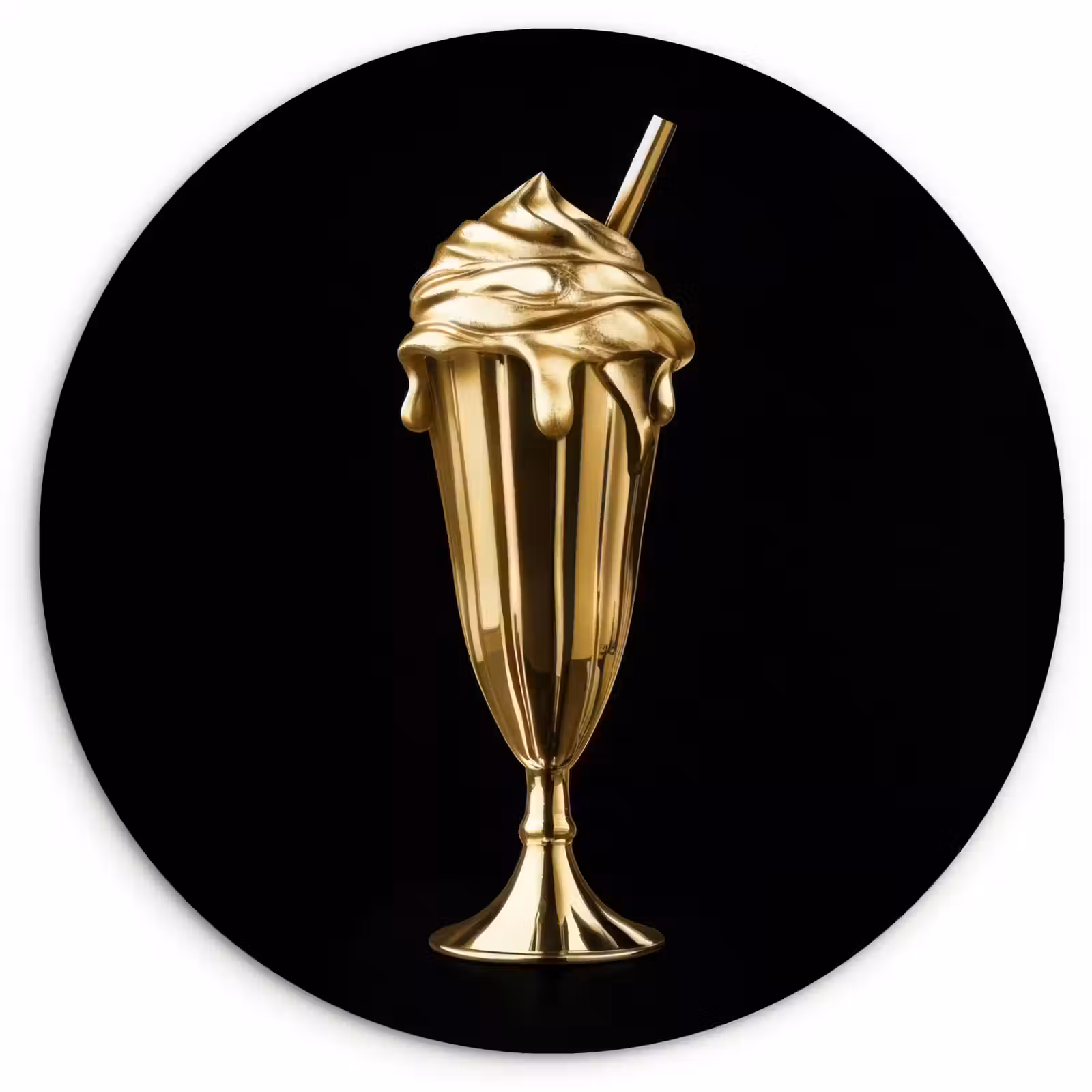 Muurcirkel - Milkshake - Goud - Drinken - Zwart — 1