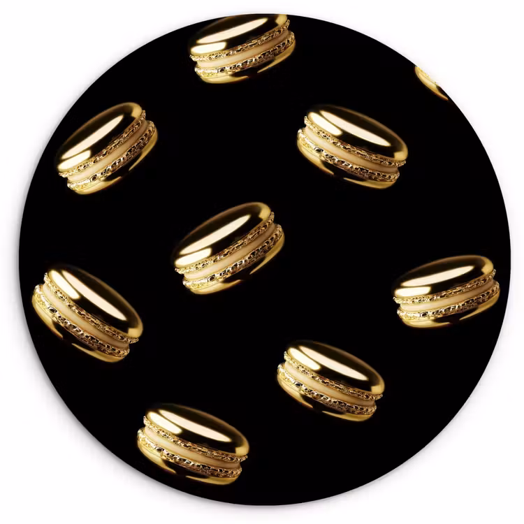 Muurcirkel - Macarons - Patroon - Goud - Zwart — 1