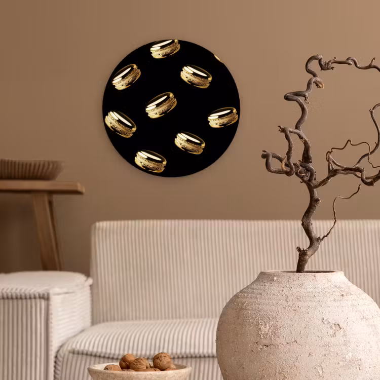 Muurcirkel - Macarons - Patroon - Goud - Zwart — 2