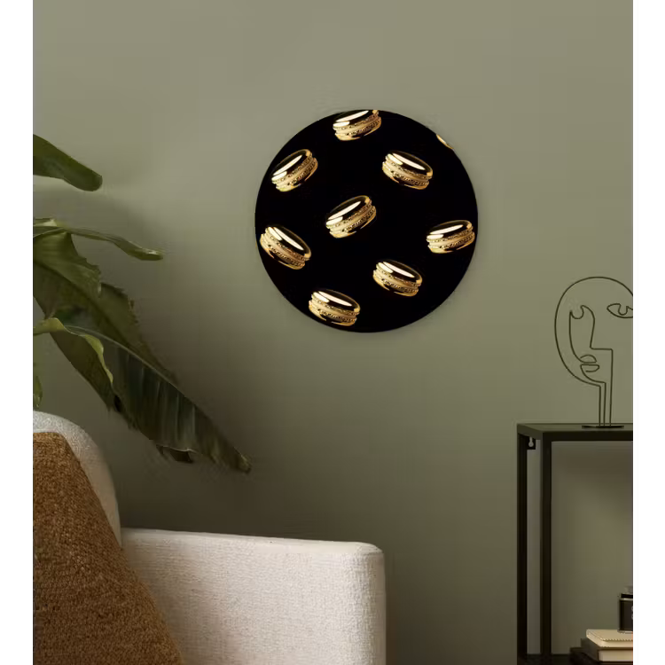 Muurcirkel - Macarons - Patroon - Goud - Zwart — 3