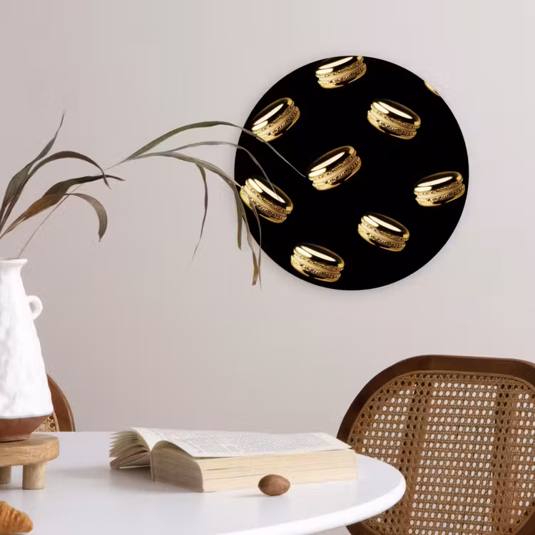 Muurcirkel - Macarons - Patroon - Goud - Zwart — 4