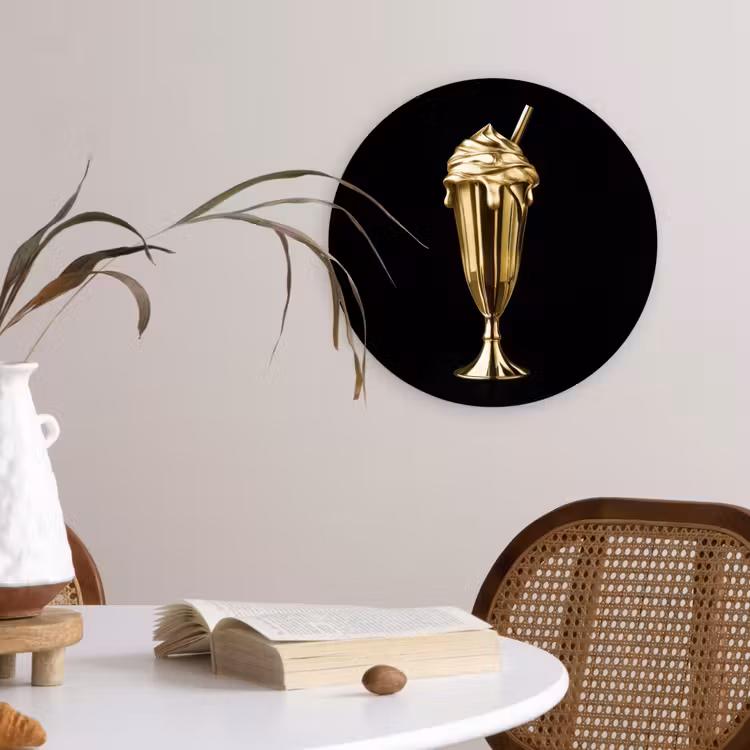 Muurcirkel - Milkshake - Goud - Drinken - Zwart — 4