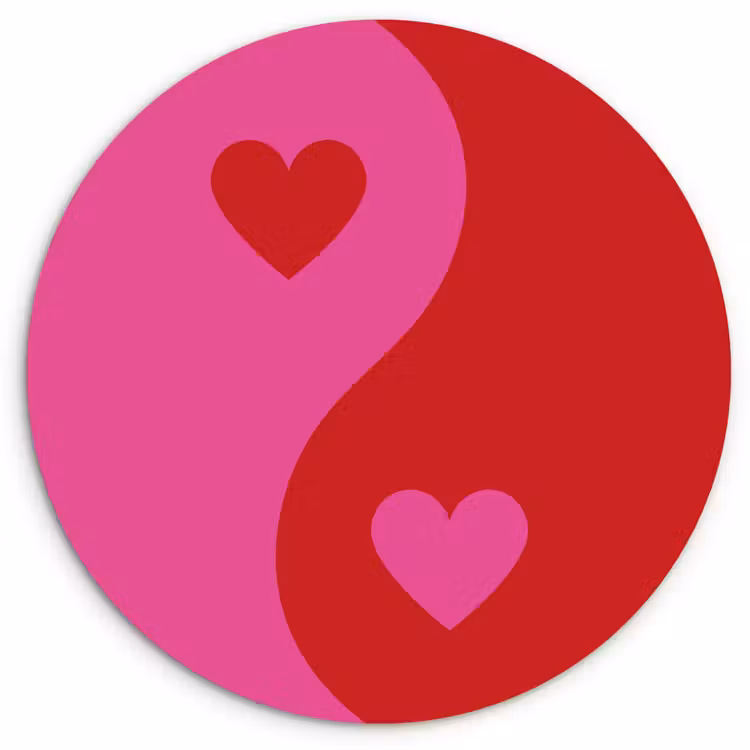 Muurcirkel - Minimalistisch - Rood - Roze - Hartjes — 1