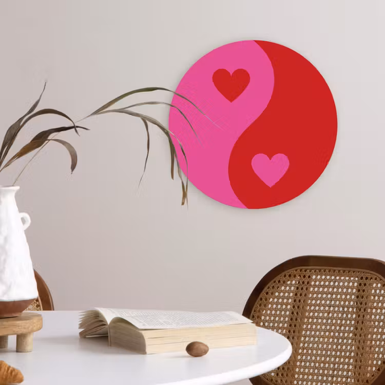 Muurcirkel - Minimalistisch - Rood - Roze - Hartjes — 4