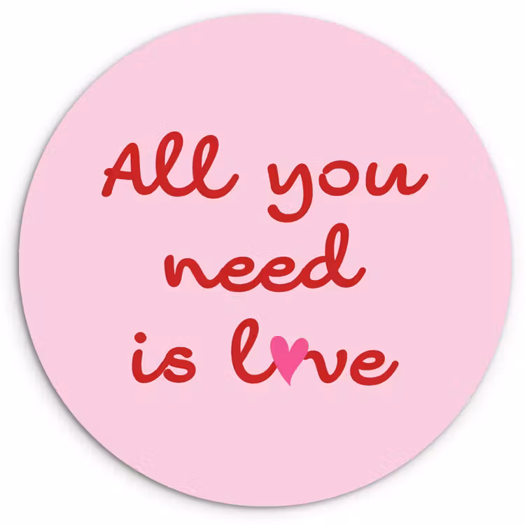 Muurcirkel - Tekst - Roze - Love - Hart — 1