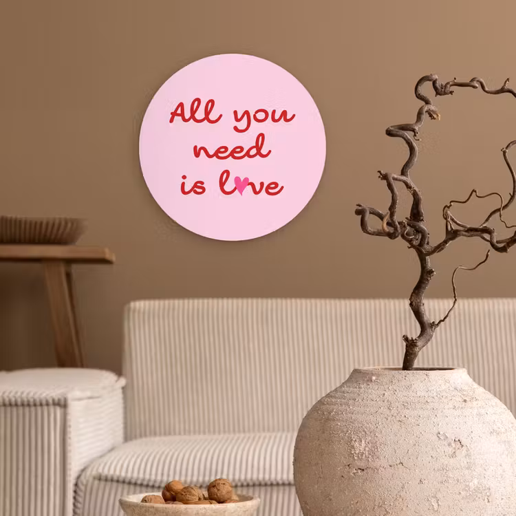 Muurcirkel - Tekst - Roze - Love - Hart — 2