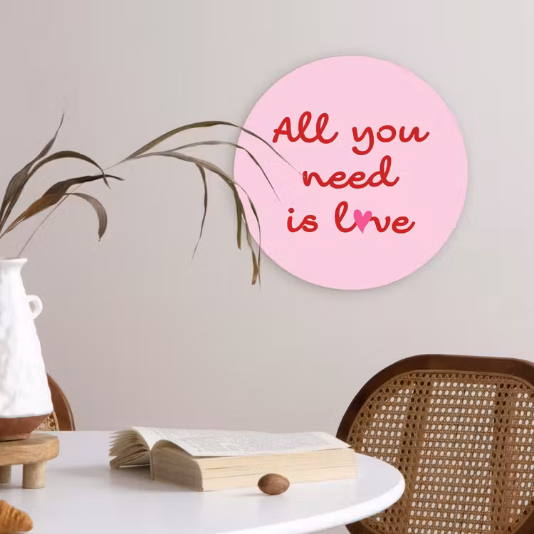 Muurcirkel - Tekst - Roze - Love - Hart — 4