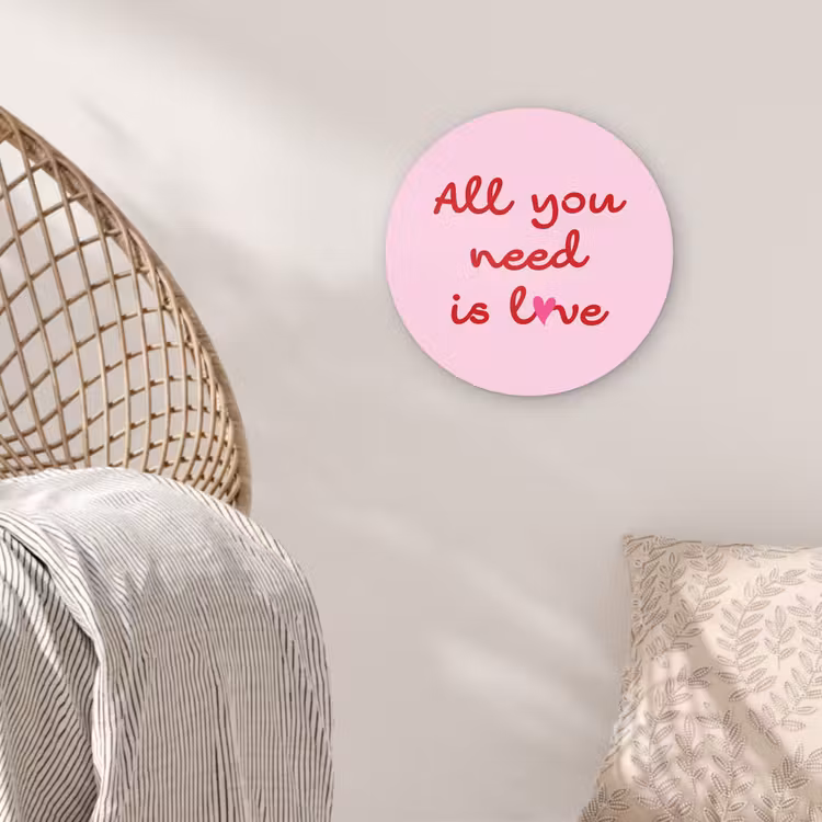 Muurcirkel - Tekst - Roze - Love - Hart — 5