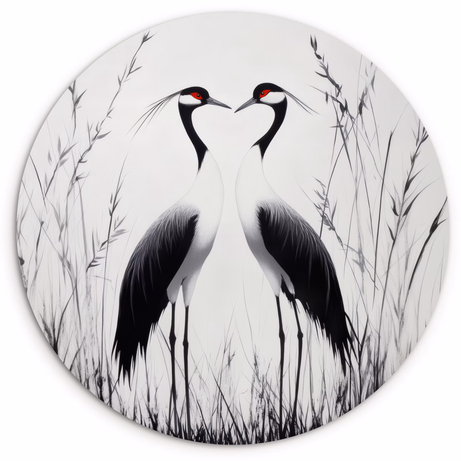 Muurcirkel - Kraanvogels - Gras - Hartvorm - Zwart — 1