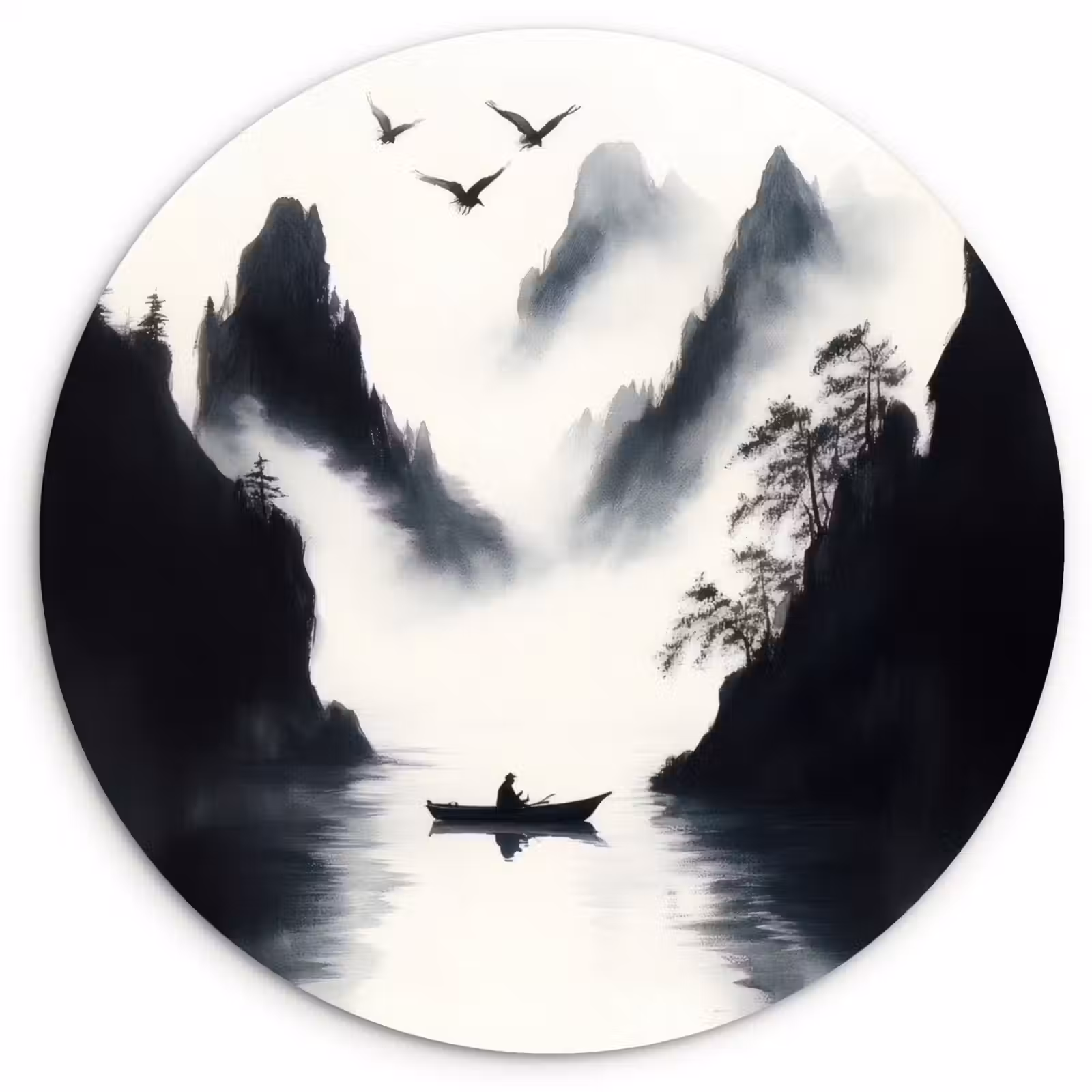 Muurcirkel - Roeiboot - Mistig - Bergen - Vogels — 1
