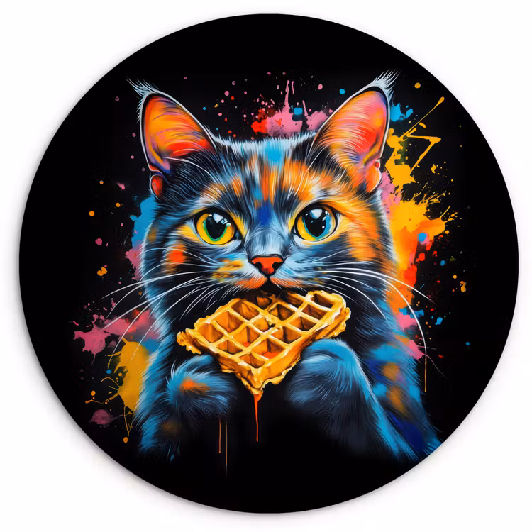 Muurcirkel - Kat - Graffiti - Kleurrijk - Wafel - Eten — 1