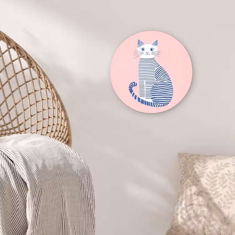 Muurcirkel - Kat - Illustratie - Minimalistisch - Roze — 5