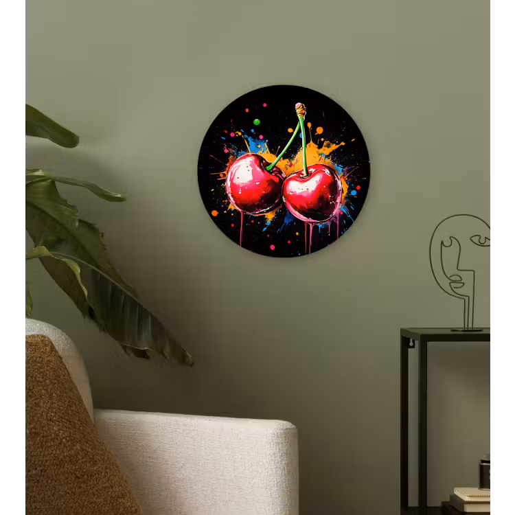 Muurcirkel - Kersen - Fruit - Graffiti - Verf - Abstract - Modern - Kleurrijk — 3