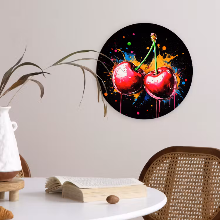 Muurcirkel - Kersen - Fruit - Graffiti - Verf - Abstract - Modern - Kleurrijk — 4
