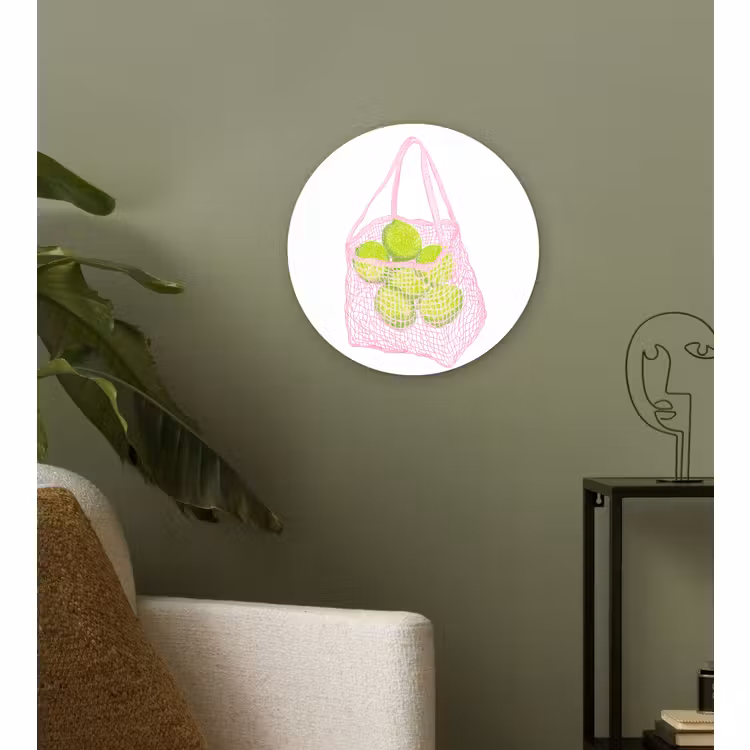 Muurcirkel - Netzakje - Roze - Illustratie - Limoenen — 3