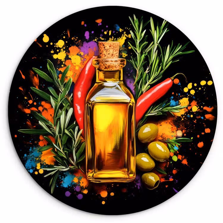 Muurcirkel - Olijfolie - Graffiti - Peper - Olijven - Modern — 1