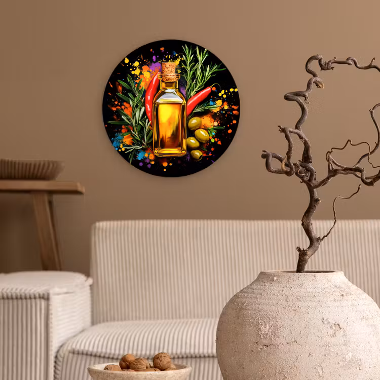 Muurcirkel - Olijfolie - Graffiti - Peper - Olijven - Modern — 2