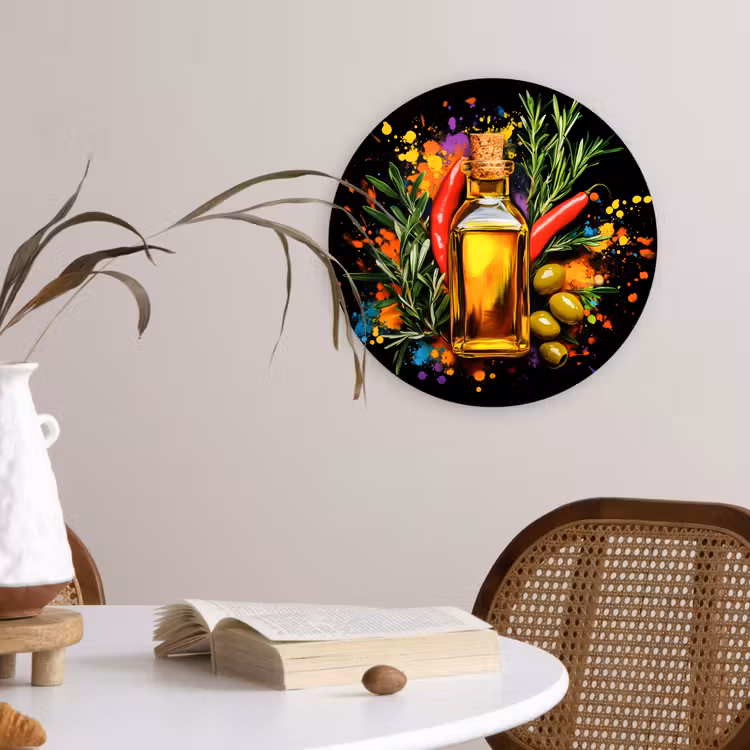 Muurcirkel - Olijfolie - Graffiti - Peper - Olijven - Modern — 4