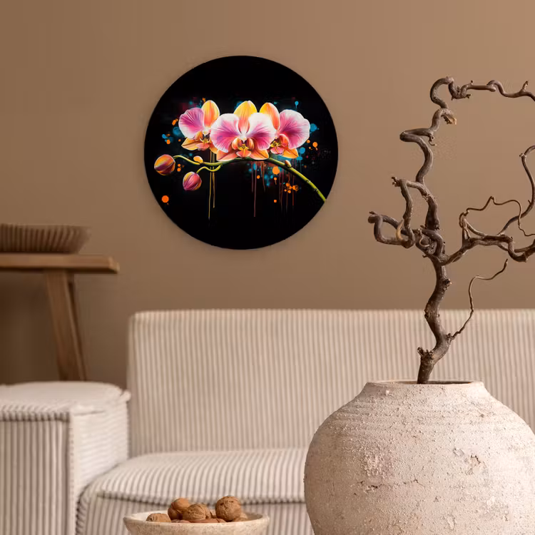 Muurcirkel - Orchidee - Graffiti - Kleurrijk - Bloemen - Abstract — 2