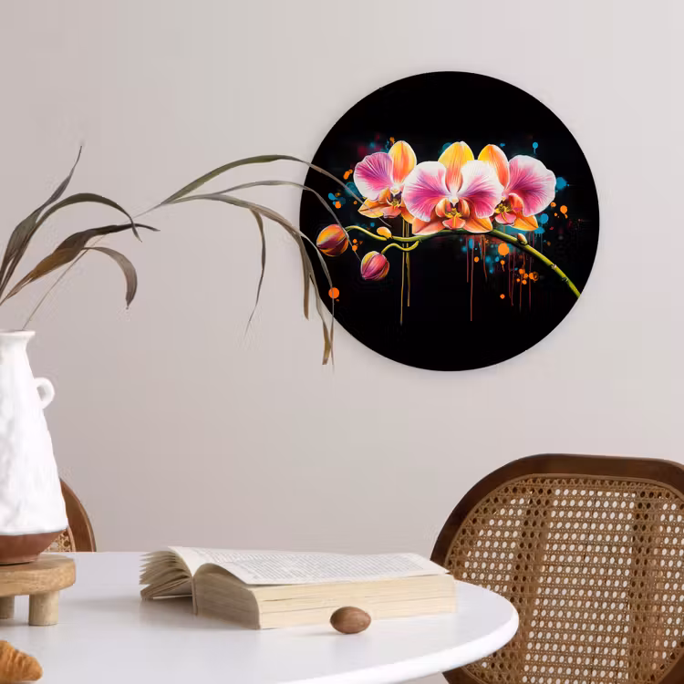 Muurcirkel - Orchidee - Graffiti - Kleurrijk - Bloemen - Abstract — 4