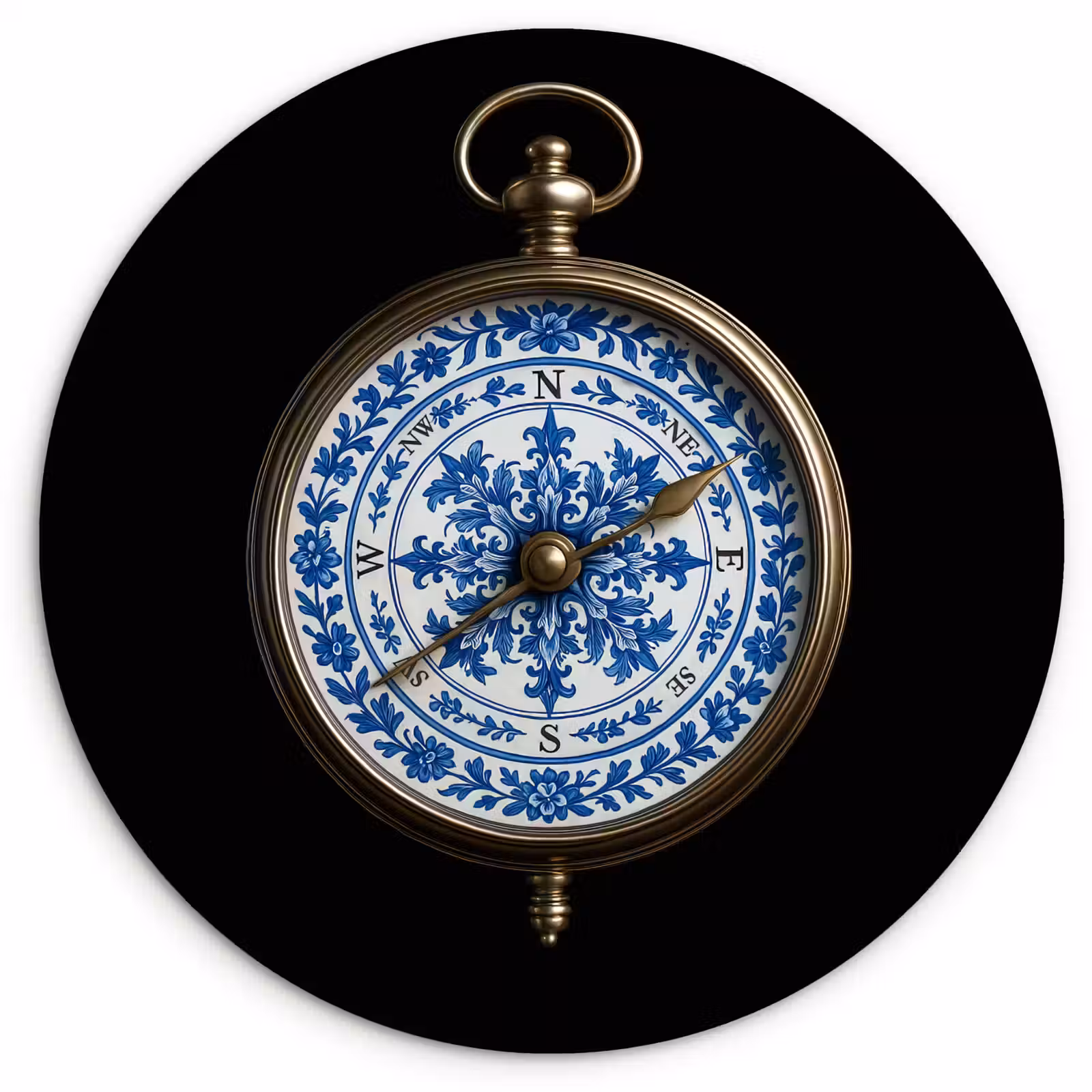 Muurcirkel - Kompas - Delfts blauw - Zwart — 1