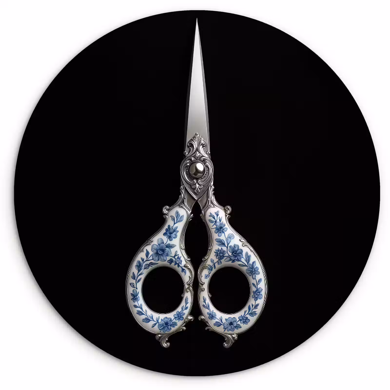 Muurcirkel - Schaar - Delfts blauw - Zwart — 1
