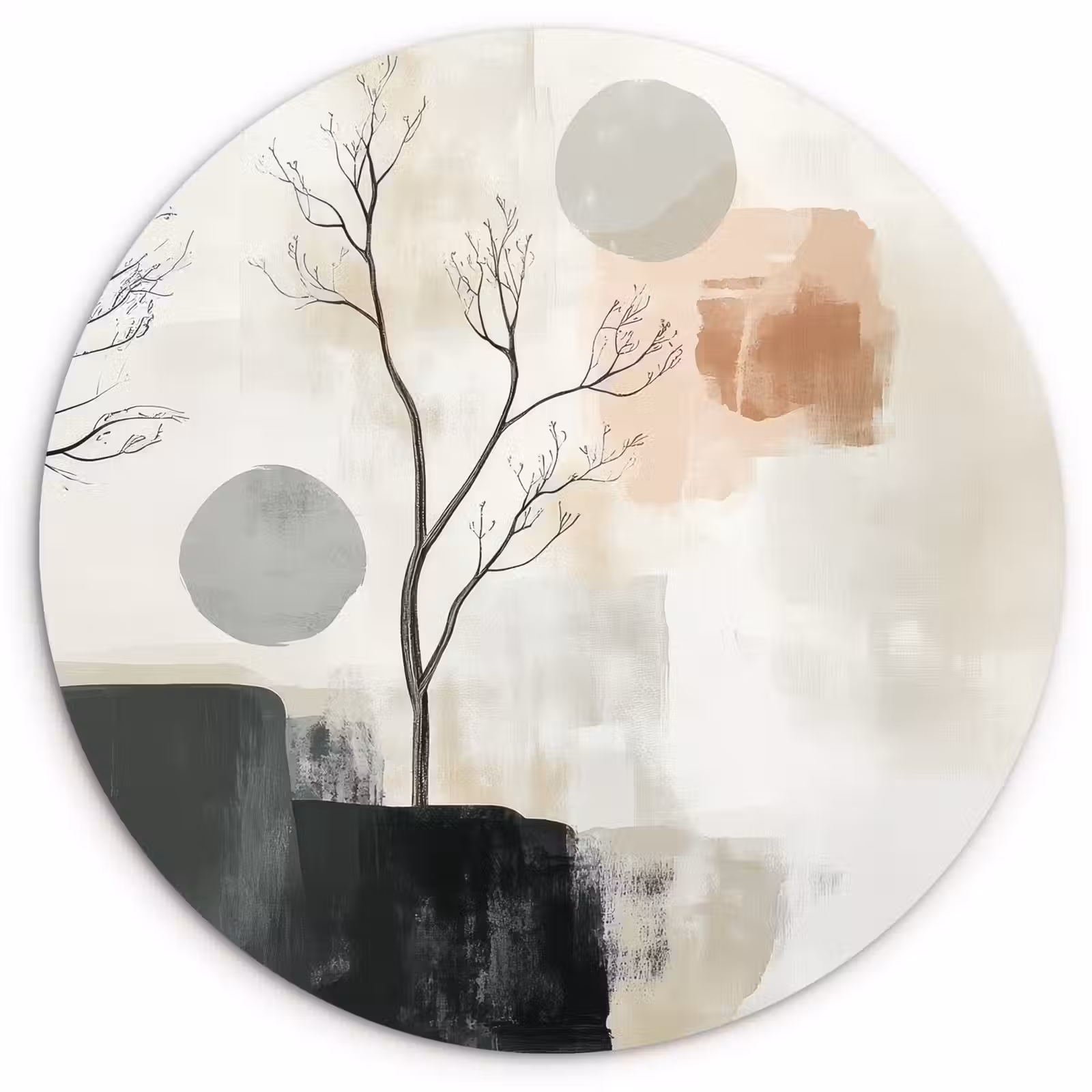 Muurcirkel - Wabi sabi - Beige - Plant — 1