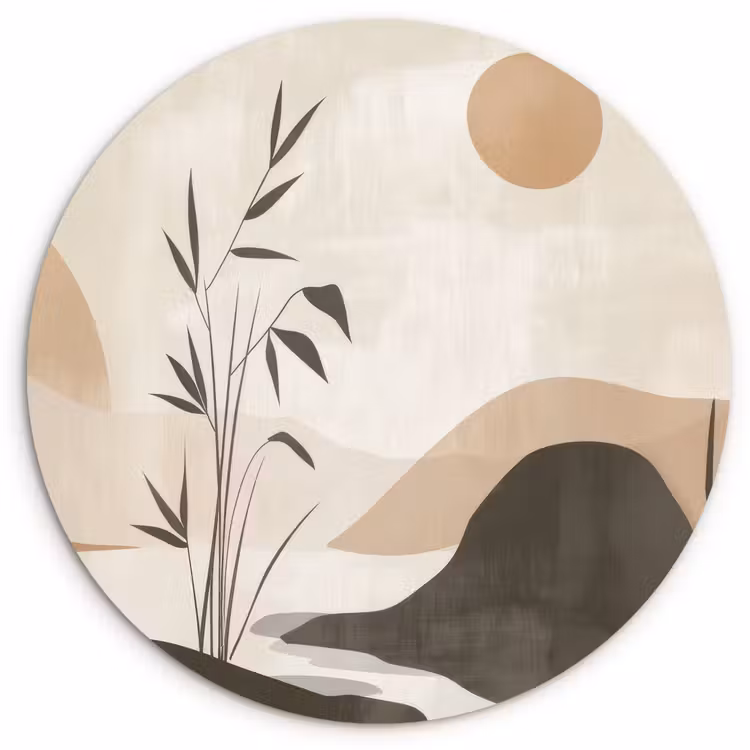 Muurcirkel - Japandi - Landschap - Beige — 1