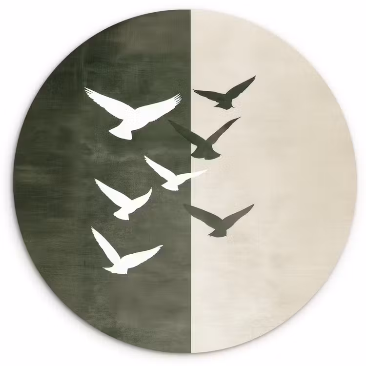 Muurcirkel - Japandi - Vogel - Groen — 1