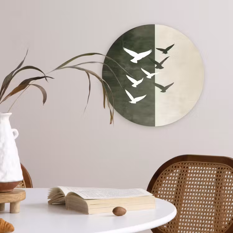 Muurcirkel - Japandi - Vogel - Groen — 4