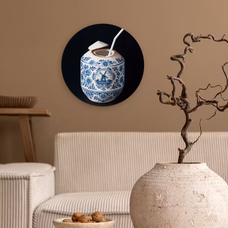 Muurcirkel - Kokosnoot - Eten - Delfts blauw - Drinken — 2