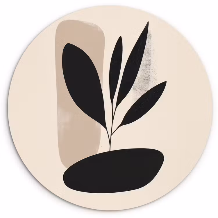 Muurcirkel - Plant - Beige - Japandi — 1