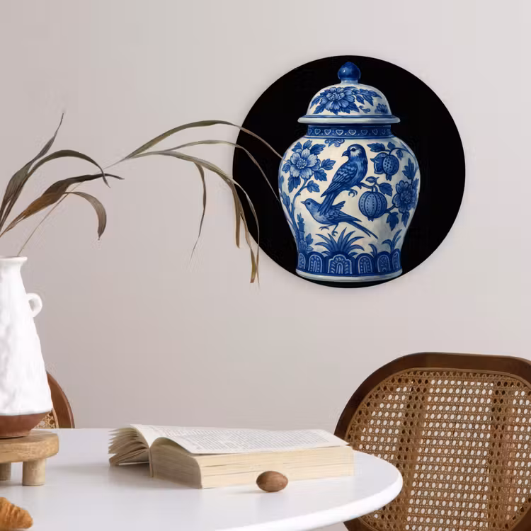 Muurcirkel - Pot - Delfts Blauw - Bloemen — 4