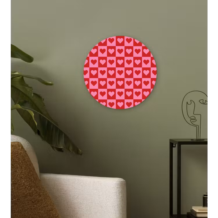 Muurcirkel - Rood - Roze - Schaakbord - Valentijn — 3
