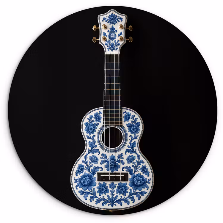 Muurcirkel - Ukelele - Delfts - Blauw - Muziek — 1