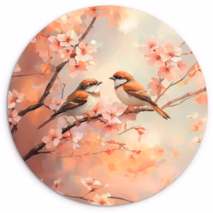 Muurcirkel - Vogels - Romantic - Bloesemtak — 1