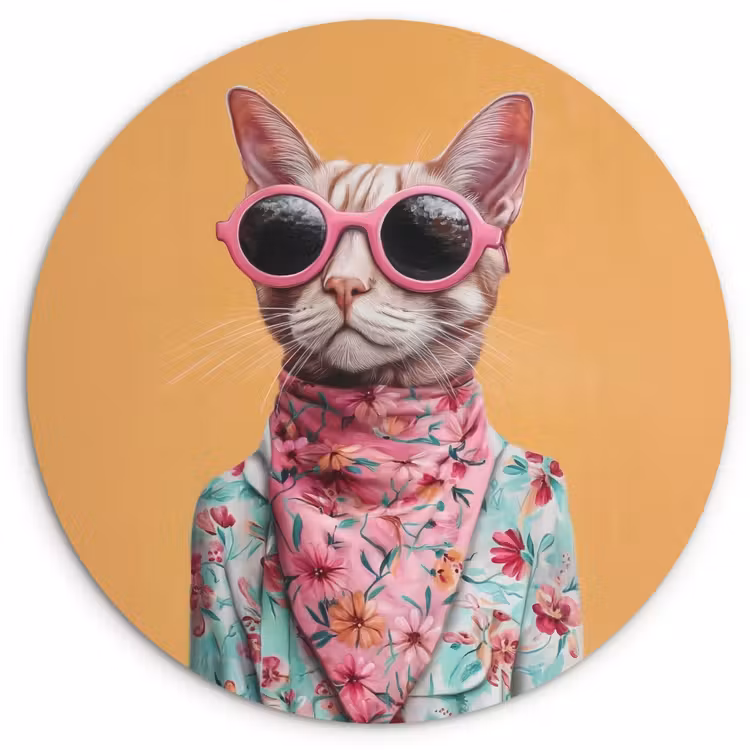 Muurcirkel - Zonnebril - Kat - Sjaal - Bloemen — 1