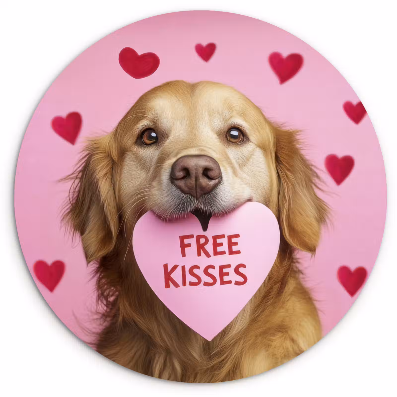 Muurcirkel - Hond - Kiss- Valentijn - Hartjes — 1